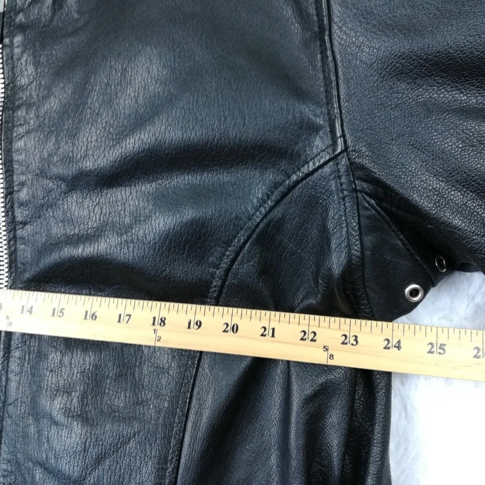 Interstate Mens Jacket Leather Black Motorcycle Full Zip Lined XXL